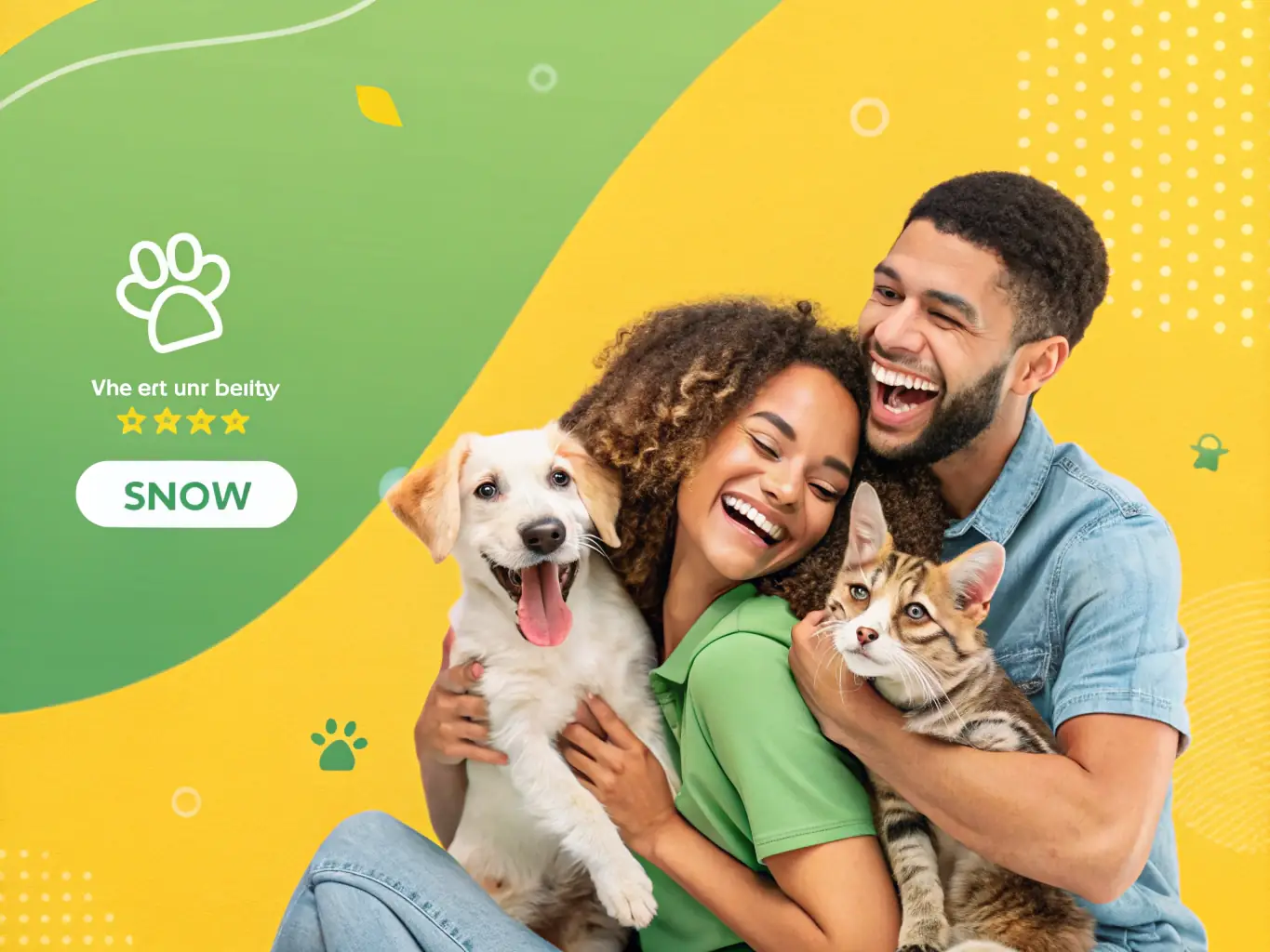 A visually engaging image depicting a targeted digital ad campaign specifically designed for a veterinary clinic, showcasing happy pet owners and healthy animals.