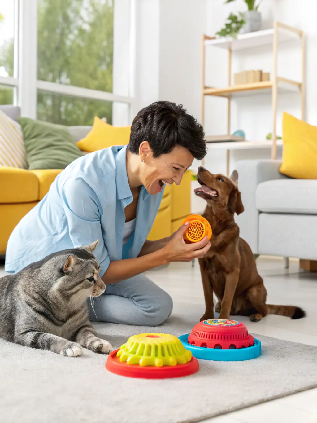 A visually appealing image of creative content, such as a fun and engaging social media post featuring adorable pets, designed for an animal care client.