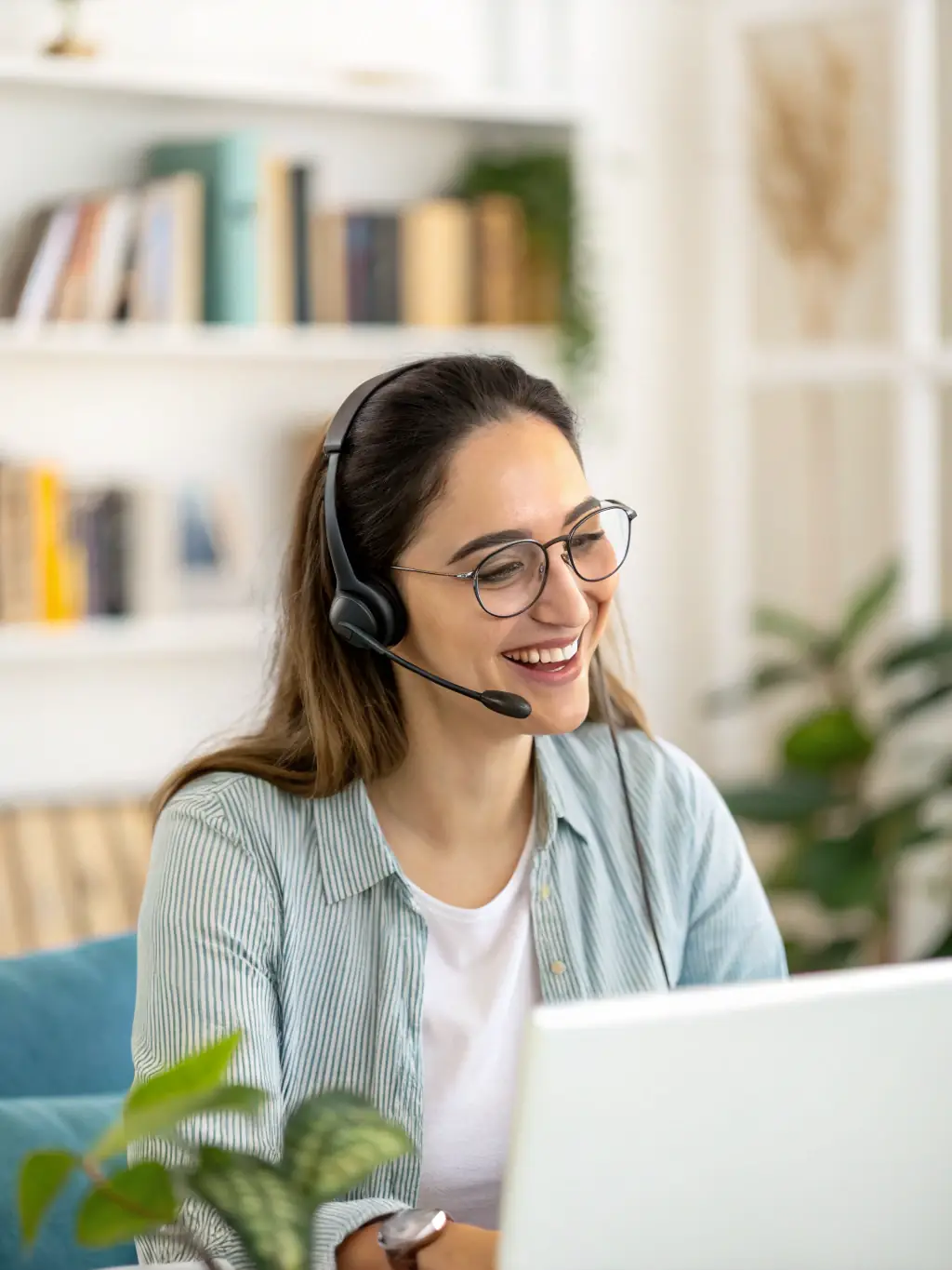 A friendly Animal Marketing team member on a video call, assisting a client with their digital marketing campaign.